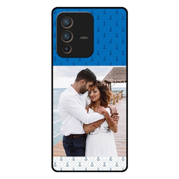 Vivo V23 Pro 5G Photo Printing on Glass Case - Blue Anchors Design