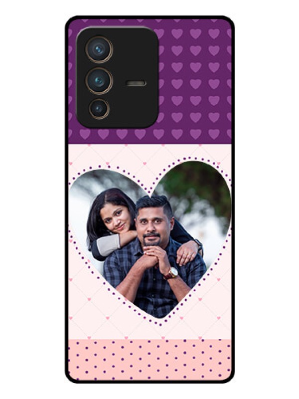 Custom Vivo V23 Pro 5G Custom Glass Phone Case - Violet Love Dots Design