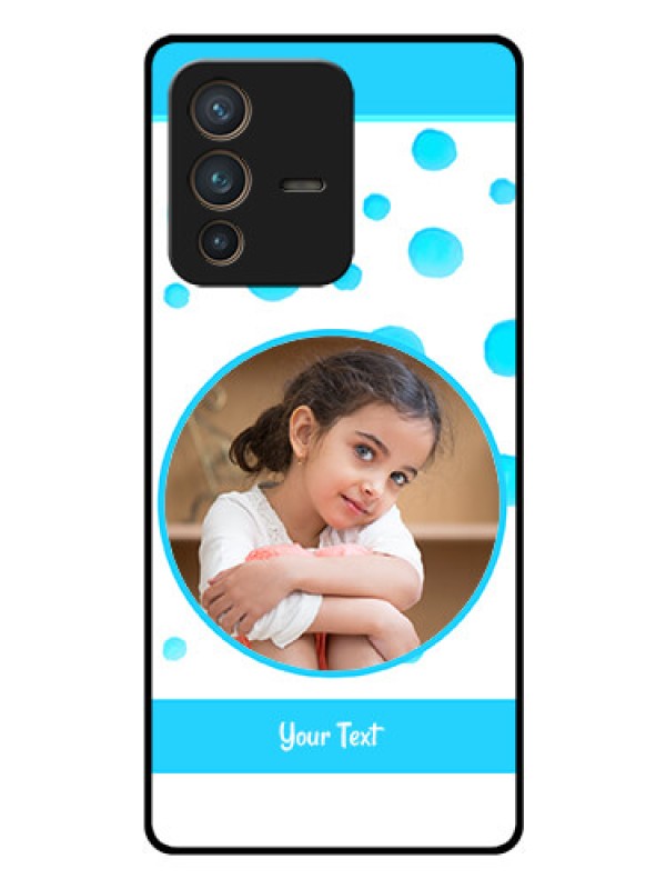 Custom Vivo V23 Pro 5G Photo Printing on Glass Case - Blue Bubbles Pattern Design