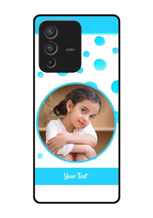 Vivo V23 Pro 5G Photo Printing on Glass Case - Blue Bubbles Pattern Design