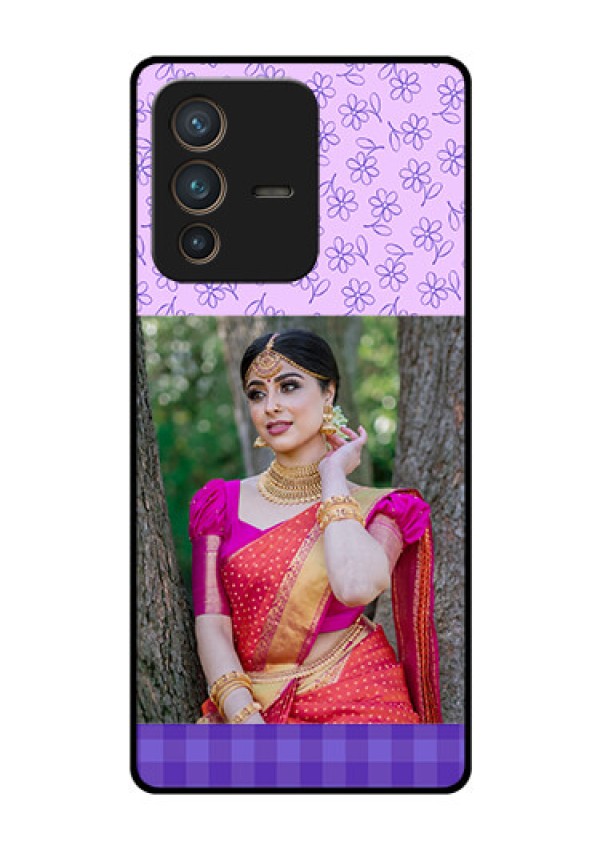 Vivo V23 Pro 5G Custom Glass Phone Case - Purple Floral Design