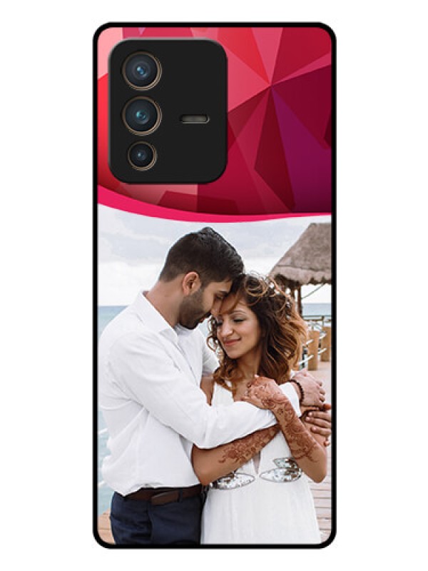 Custom Vivo V23 Pro 5G Custom Glass Mobile Case - Red Abstract Design