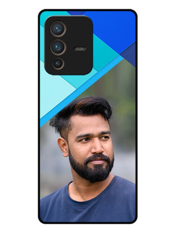 Custom Vivo V23 Pro 5G Custom Glass Phone Case - Blue Pattern Design