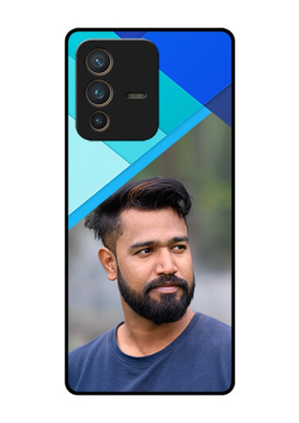 Vivo V23 Pro 5G Custom Glass Phone Case - Blue Pattern Design
