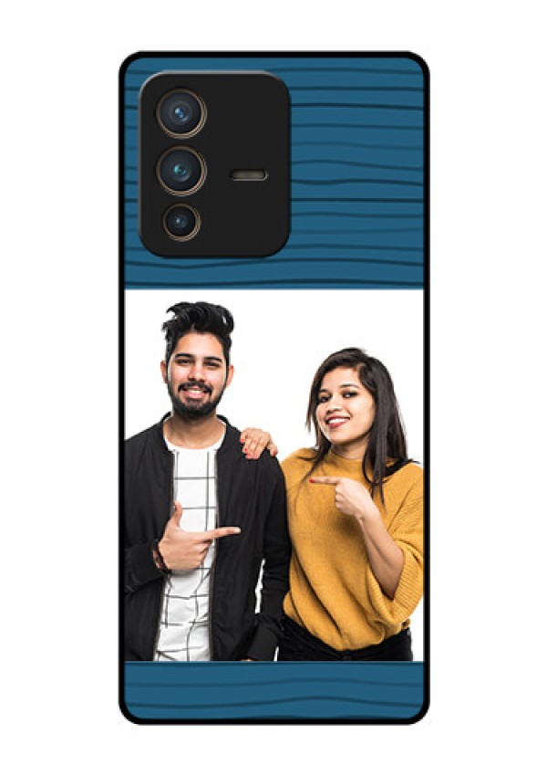 Vivo V23 Pro 5G Custom Glass Phone Case - Blue Pattern Cover Design