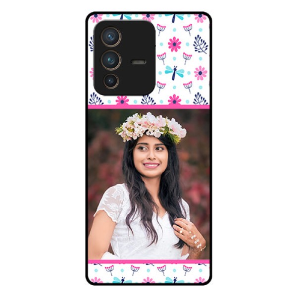 Vivo V23 Pro 5G Photo Printing on Glass Case - Colorful Flower Design Vivo V23 Pro 5G Photo Printing on Glass Case - Colorful Flower Design