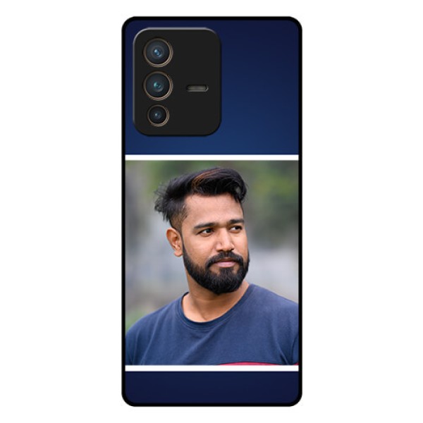 Vivo V23 Pro 5G Personalized Glass Phone Case - Simple Royal Blue Design
