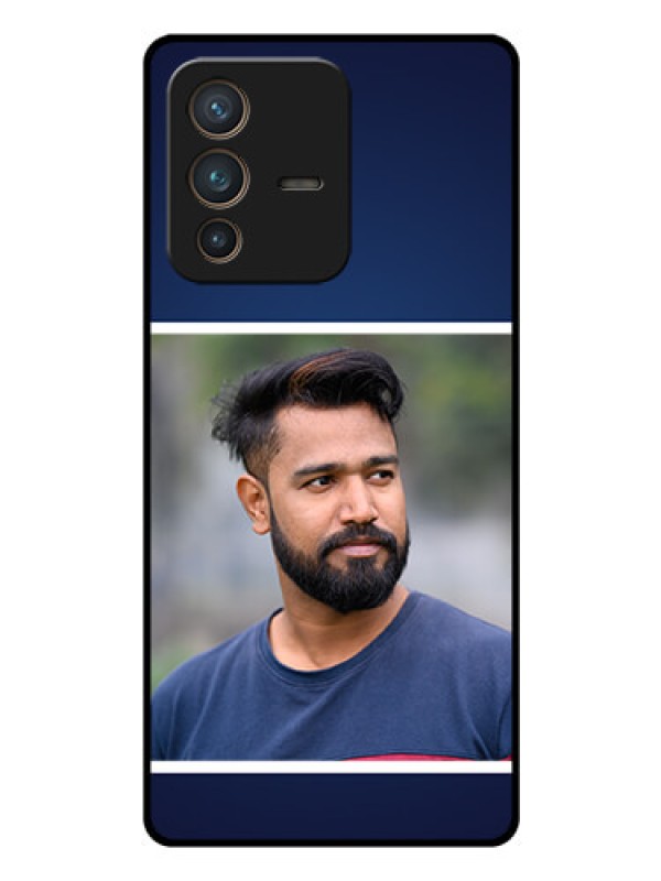 Custom Vivo V23 Pro 5G Personalized Glass Phone Case - Simple Royal Blue Design