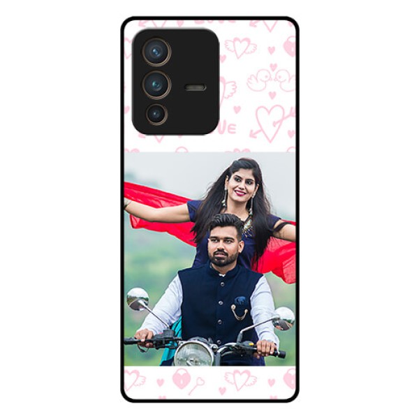 Vivo V23 Pro 5G Custom Glass Mobile Case - Pink Flying Heart Design