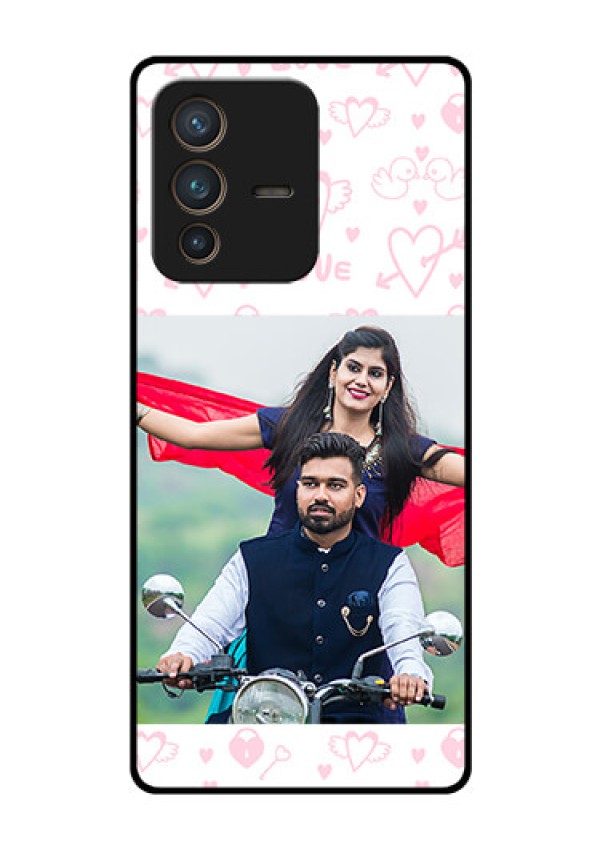 Vivo V23 Pro 5G Custom Glass Mobile Case - Pink Flying Heart Design