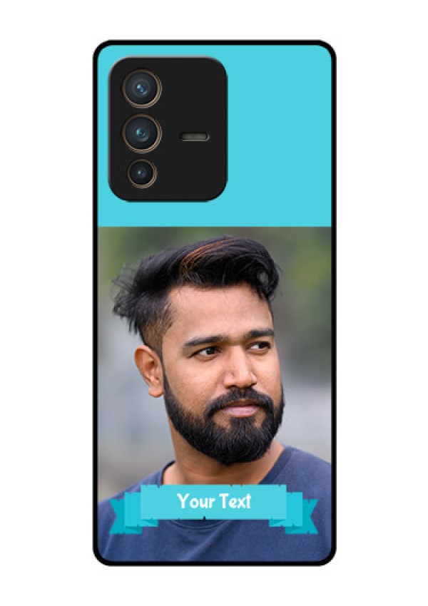 Vivo V23 Pro 5G Personalized Glass Phone Case - Simple Blue Color Design