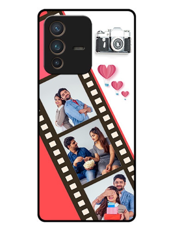 Custom Vivo V23 Pro 5G Personalized Glass Phone Case - 3 Image Holder with Film Reel