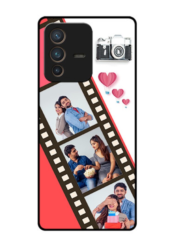 Vivo V23 Pro 5G Personalized Glass Phone Case - 3 Image Holder with Film Reel