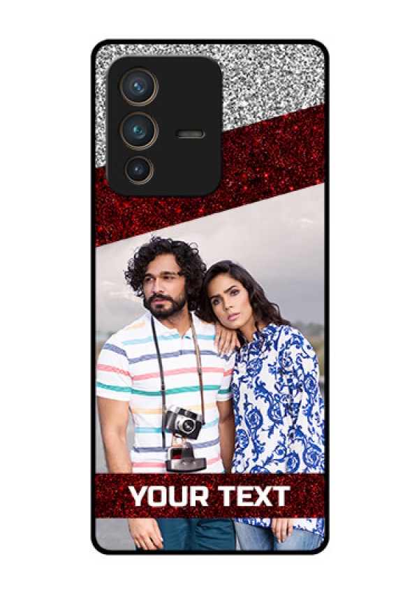 Vivo V23 Pro 5G Personalized Glass Phone Case - Image Holder with Glitter Strip Design