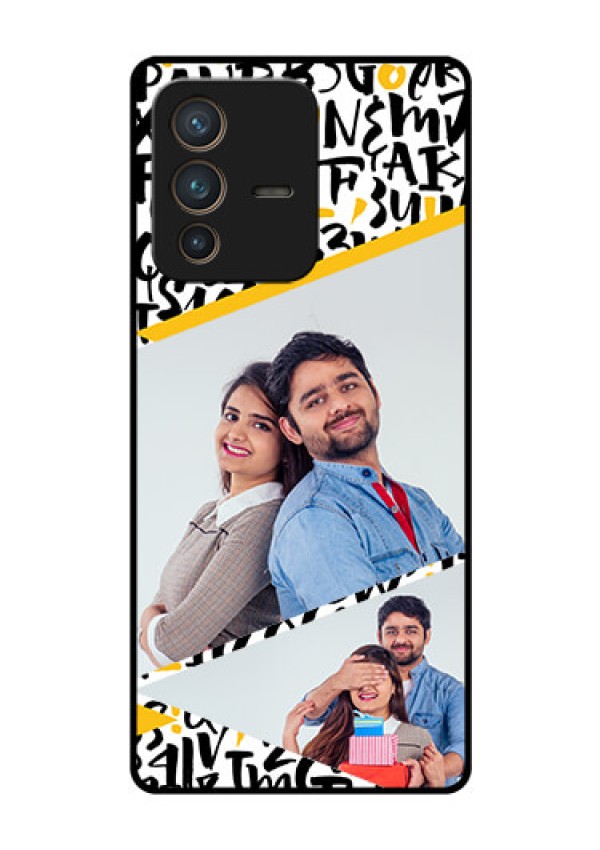 Vivo V23 Pro 5G Custom Glass Mobile Case - Letters Pattern Design