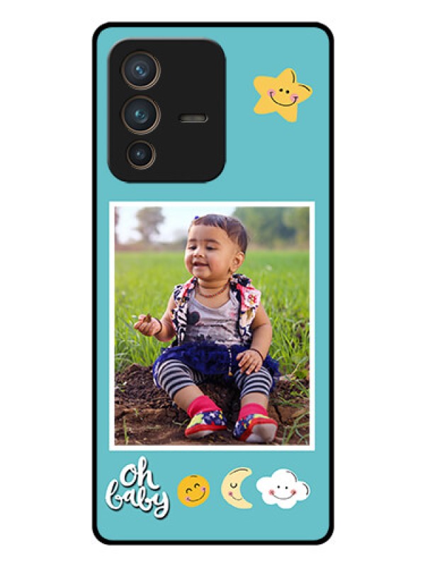 Custom Vivo V23 Pro 5G Personalized Glass Phone Case - Smiley Kids Stars Design