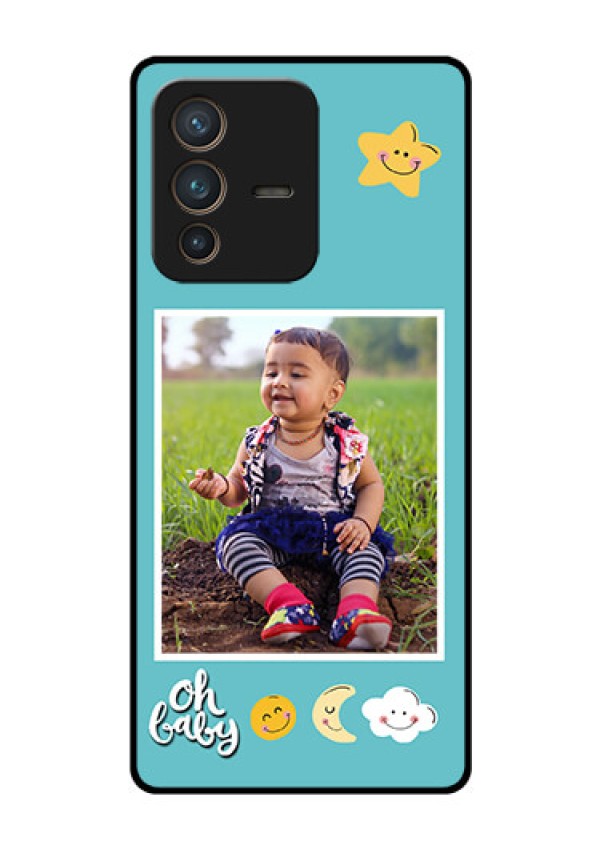 Vivo V23 Pro 5G Personalized Glass Phone Case - Smiley Kids Stars Design