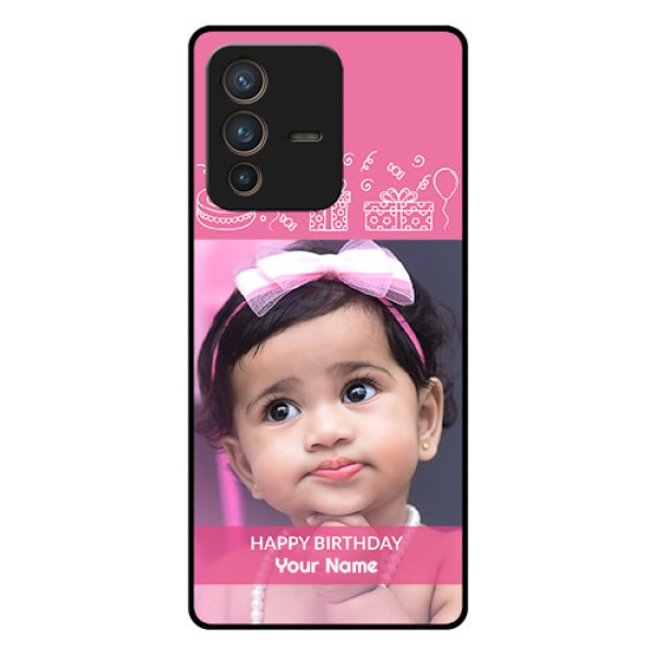 Vivo V23 Pro 5G Photo Printing on Glass Case - with Birthday Line Art Design Vivo V23 Pro 5G Photo Printing on Glass Case - with Birthday Line Art Design