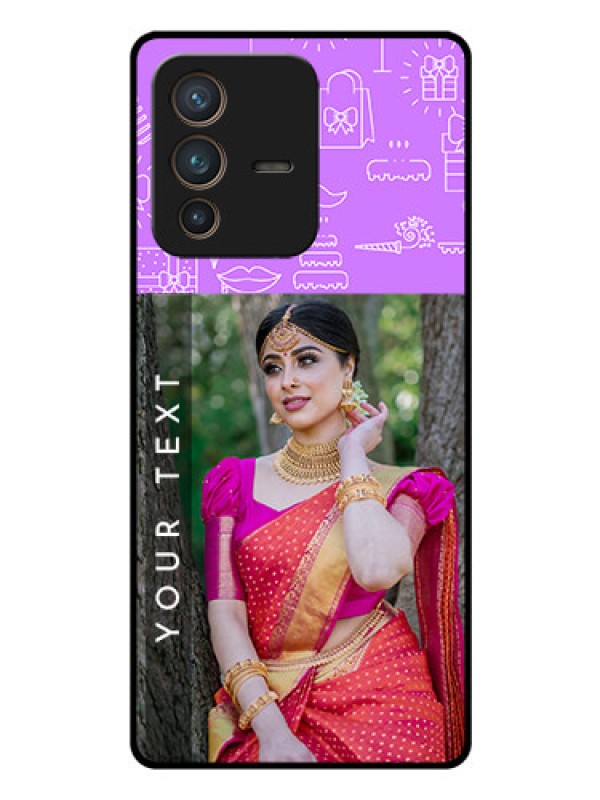 Custom Vivo V23 Pro 5G Custom Glass Mobile Case - Birthday Icons Design