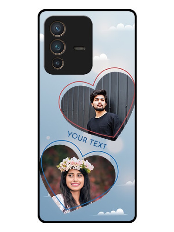 Custom Vivo V23 Pro 5G Custom Glass Mobile Case - Blue Color Couple Design