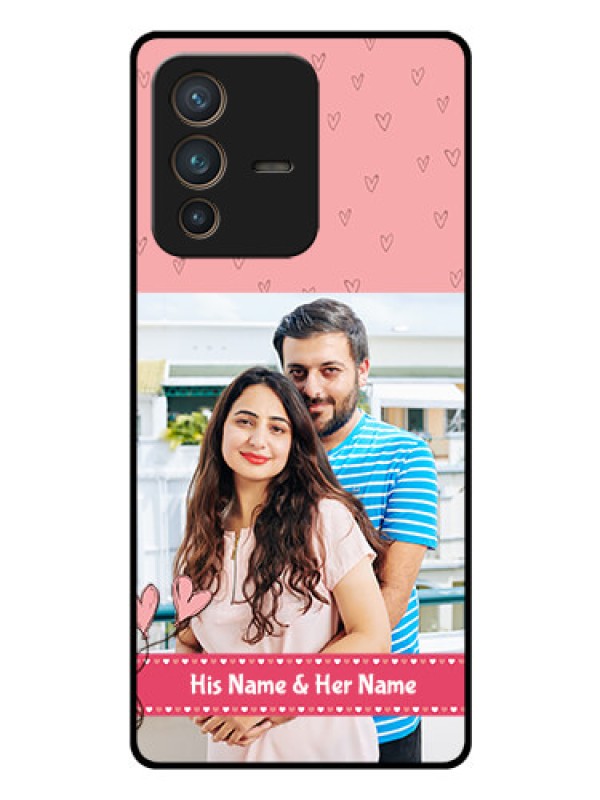 Custom Vivo V23 Pro 5G Personalized Glass Phone Case - Love Design Peach Color