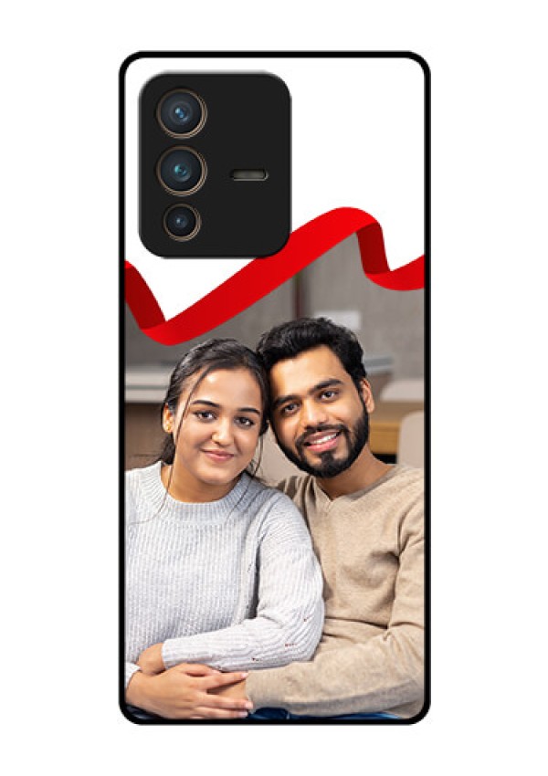 Vivo V23 Pro 5G Photo Printing on Glass Case - Red Ribbon Frame Design