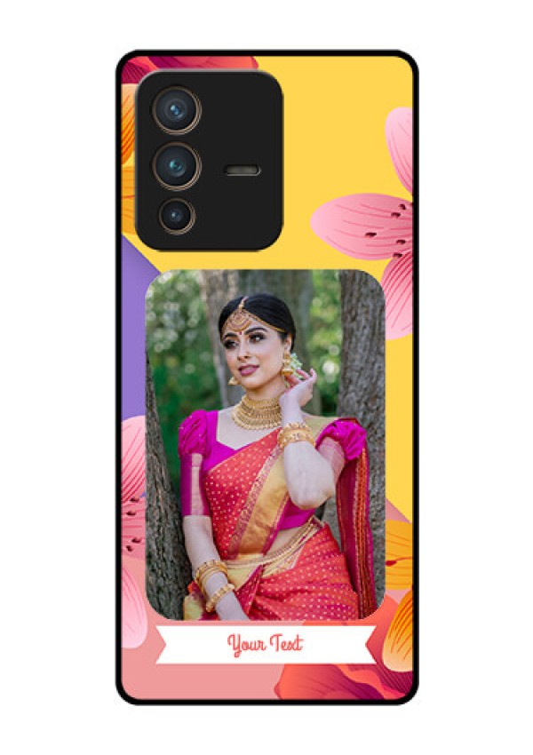 Vivo V23 Pro 5G Custom Glass Mobile Case - 3 Image With Vintage Floral Design