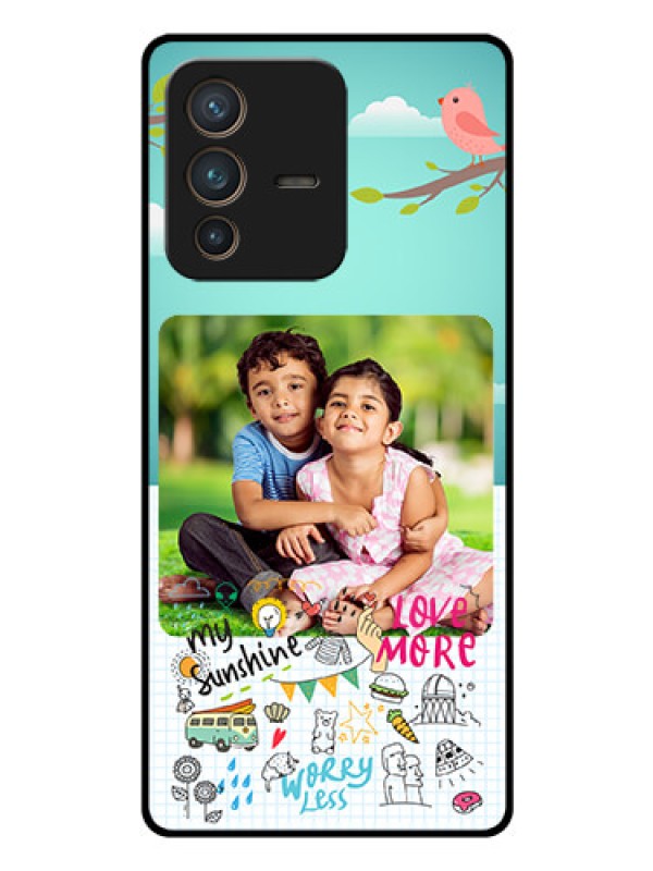 Custom Vivo V23 Pro 5G Photo Printing on Glass Case - Doodle love Design