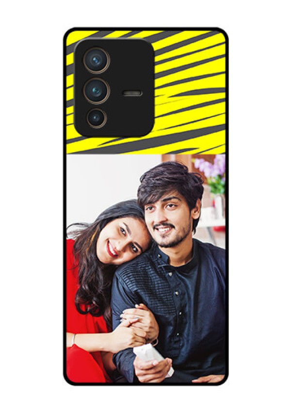 Vivo V23 Pro 5G Photo Printing on Glass Case - Yellow Abstract Design