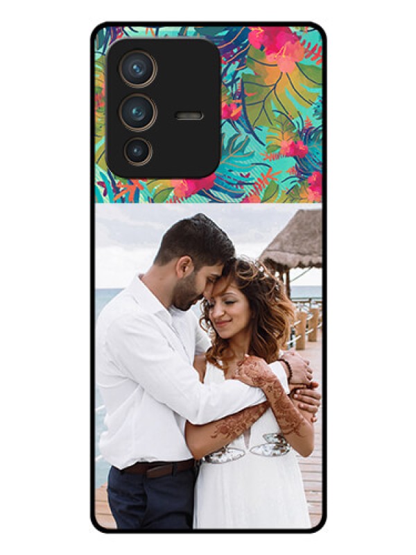 Custom Vivo V23 Pro 5G Photo Printing on Glass Case - Watercolor Floral Design