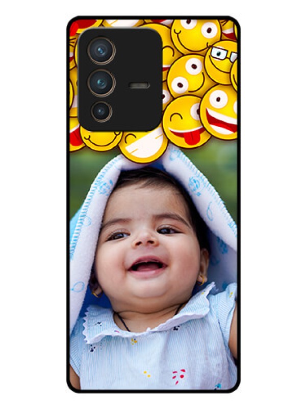 Custom Vivo V23 Pro 5G Custom Glass Mobile Case - with Smiley Emoji Design
