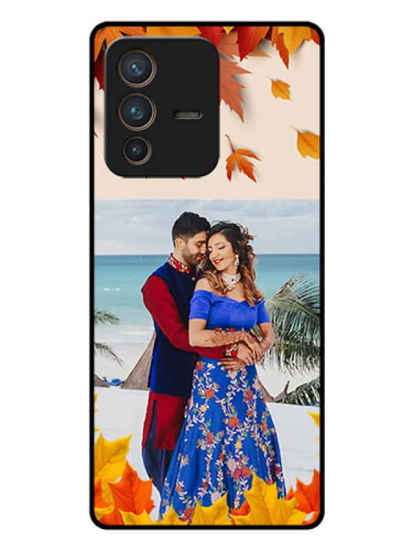 Custom Vivo V23 Pro 5G Photo Printing on Glass Case - Autumn Maple Leaves Design