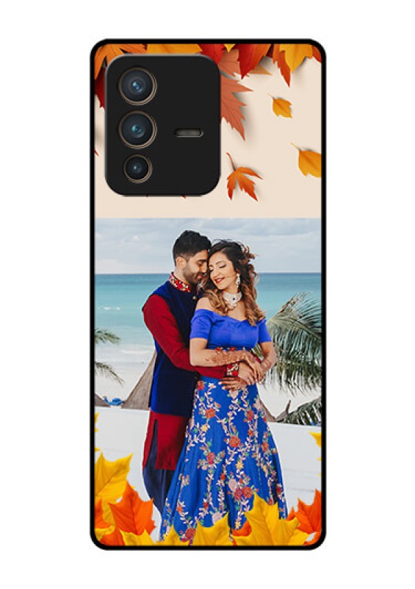 Vivo V23 Pro 5G Photo Printing on Glass Case - Autumn Maple Leaves Design