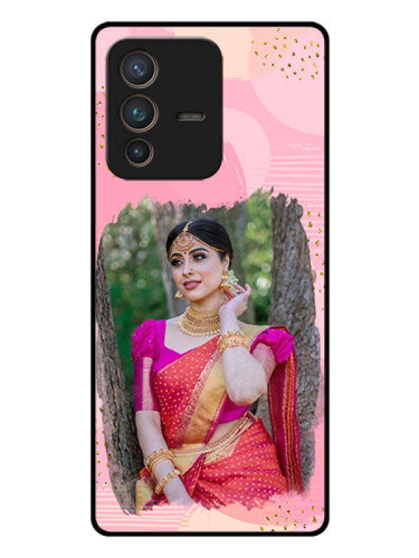 Custom Vivo V23 Pro 5G Personalized Glass Phone Case - Gold Glitter Splash Design