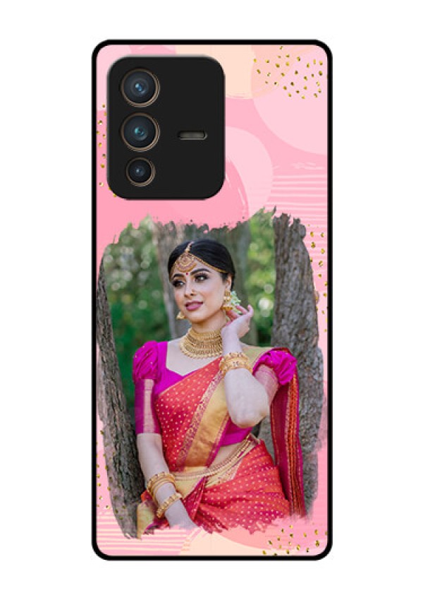 Vivo V23 Pro 5G Personalized Glass Phone Case - Gold Glitter Splash Design