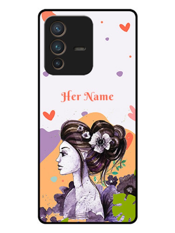 Custom Vivo V23 Pro 5G Personalized Glass Phone Case - Woman And Nature Design