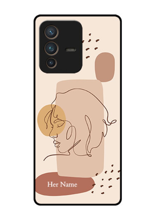 Vivo V23 Pro 5G Photo Printing on Glass Case - Calm Woman line art Design