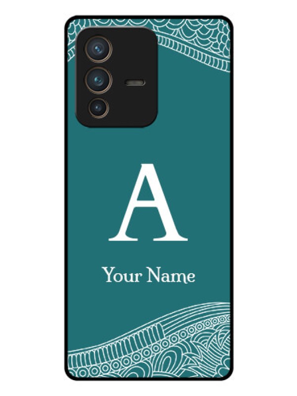 Custom Vivo V23 Pro 5G Personalized Glass Phone Case - line art pattern with custom name Design