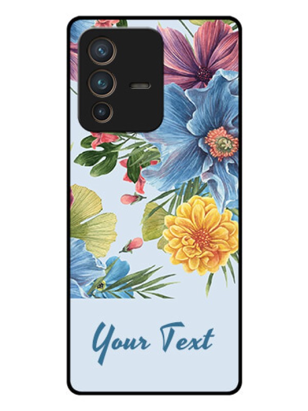 Custom Vivo V23 Pro 5G Custom Glass Mobile Case - Stunning Watercolored Flowers Painting Design