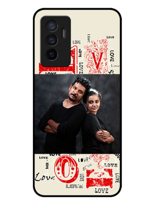 Custom Vivo V23e 5G Photo Printing on Glass Case - Trendy Love Design Case