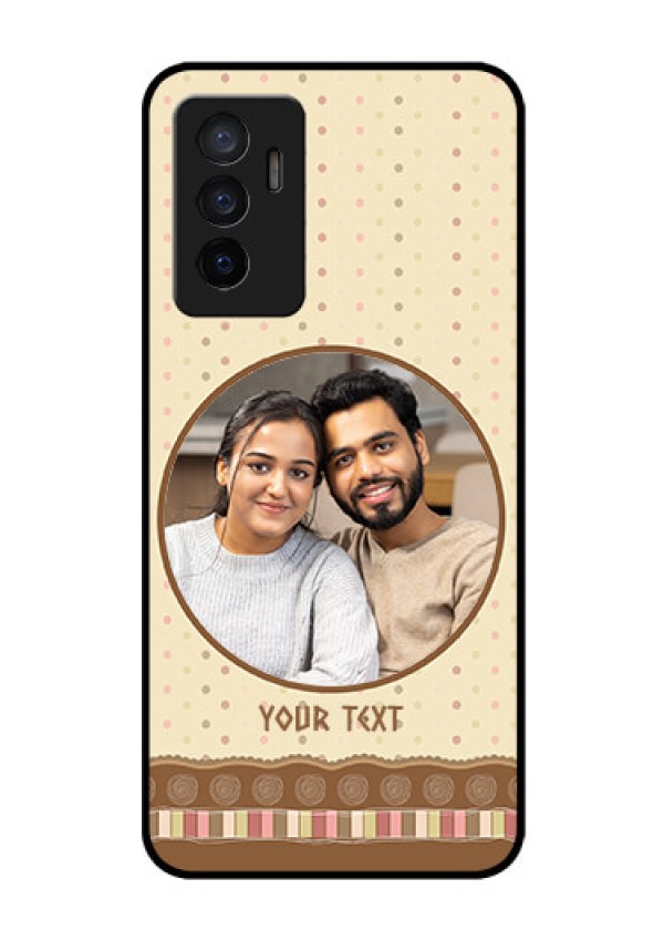 Vivo V23e 5G Custom Glass Mobile Case - Brown Dotted Mobile Case Design