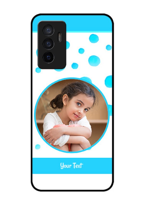 Vivo V23e 5G Photo Printing on Glass Case - Blue Bubbles Pattern Design