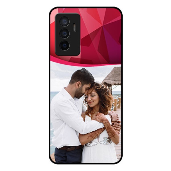 Vivo V23e 5G Custom Glass Mobile Case - Red Abstract Design