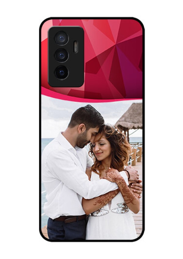 Vivo V23e 5G Custom Glass Mobile Case - Red Abstract Design