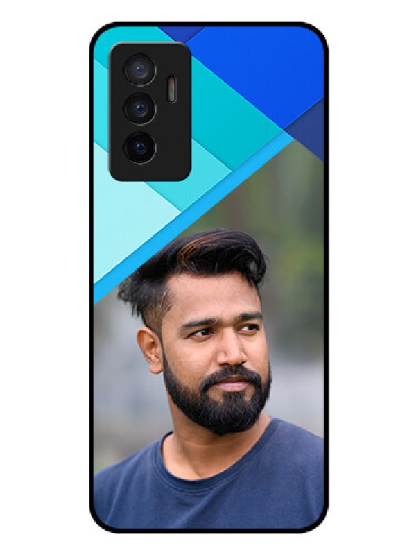 Custom Vivo V23e 5G Custom Glass Phone Case - Blue Pattern Design