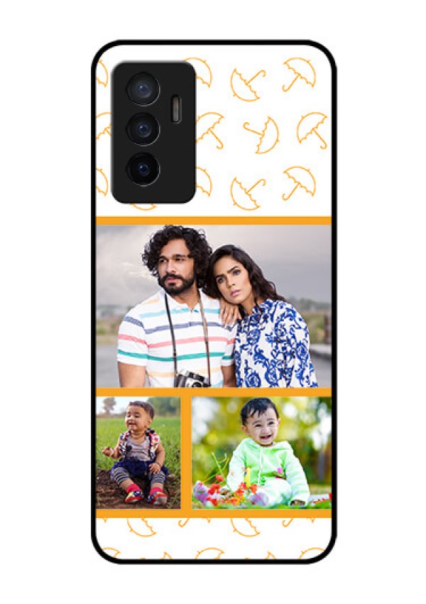 Vivo V23e 5G Custom Glass Mobile Case - Yellow Pattern Design