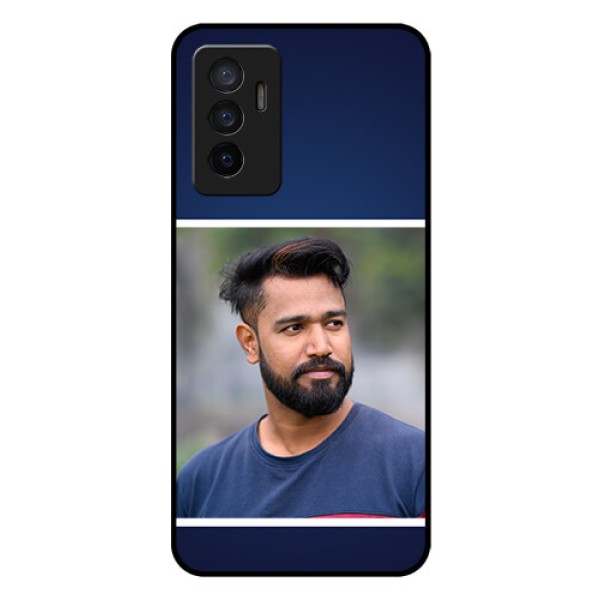 Vivo V23e 5G Personalized Glass Phone Case - Simple Royal Blue Design