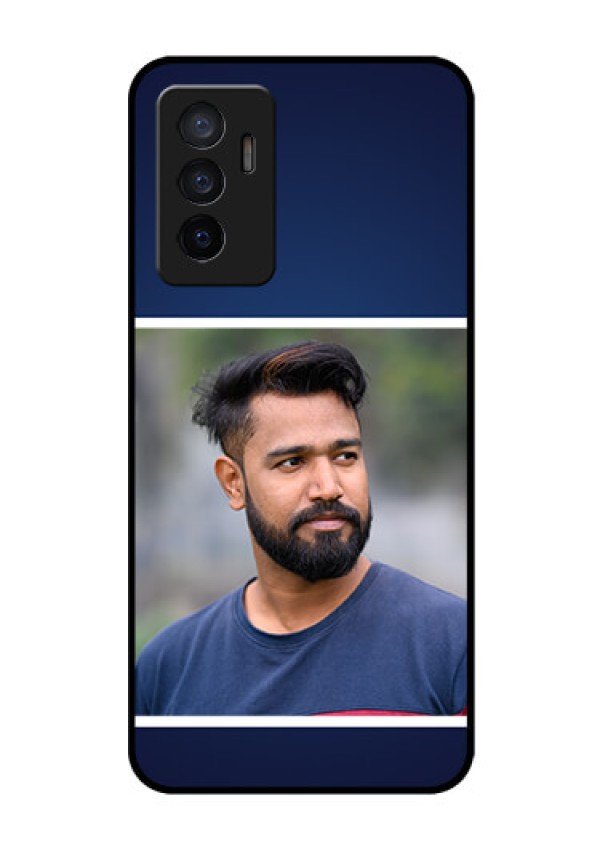 Vivo V23e 5G Personalized Glass Phone Case - Simple Royal Blue Design