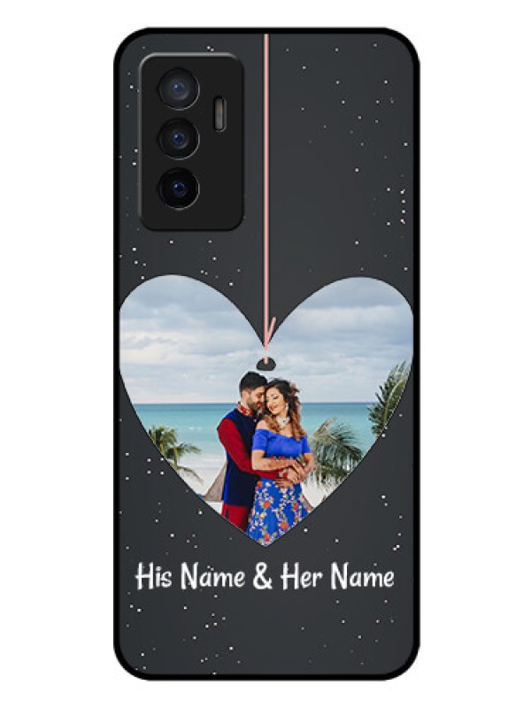 Custom Vivo V23e 5G Custom Glass Phone Case - Hanging Heart Design