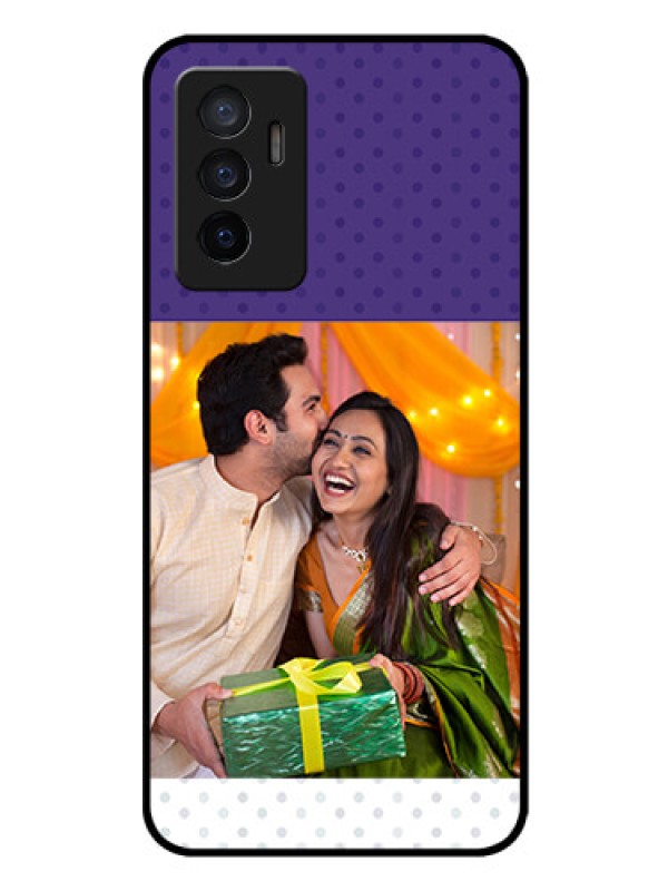 Custom Vivo V23e 5G Personalized Glass Phone Case - Violet Pattern Design